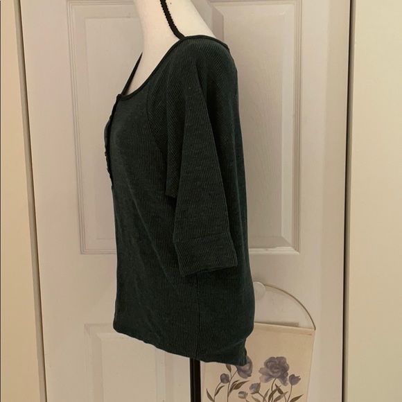 Alternative Apparel Earth Green 3/4 Henley Thermal Top - Picture 3 of 6